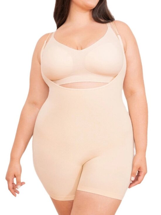 Shapermint Tops - Shapermint Essentials Open Bust Bodysuit Shaper Short, Medium